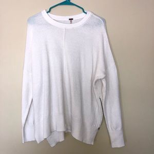 White POOF! Sweater w/ Zipper detailing!